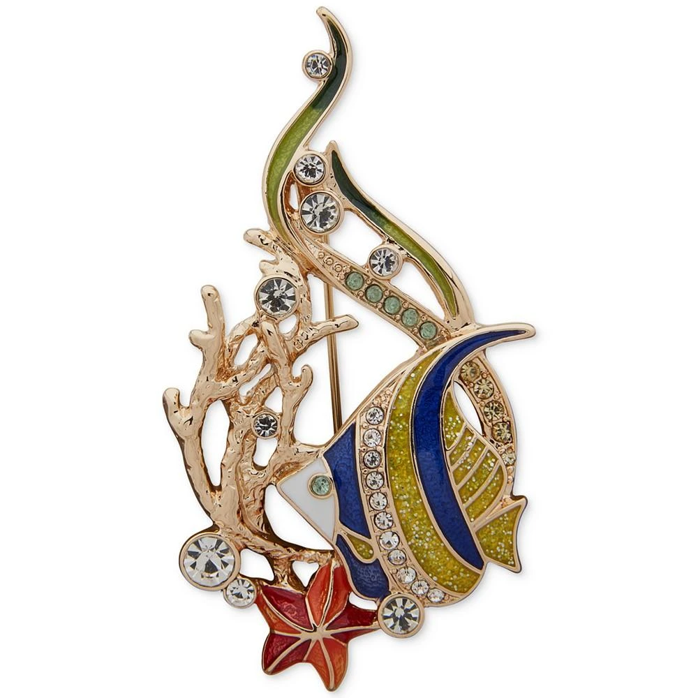 商品Anne Klein|Gold-Tone MultiColor Crystal Fish & Seaweed Pin,价格¥63,第1张图片