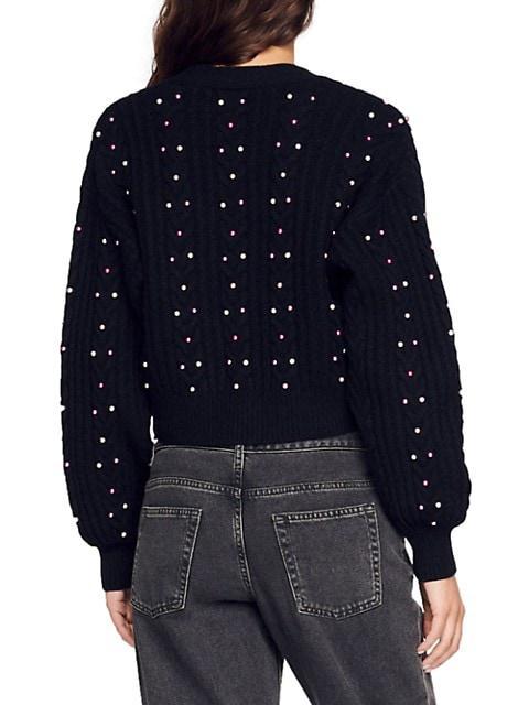 商品Sandro|Destiny Bead-Embellished Wool Cable-Knit Cropped Cardigan,价格¥1373,第5张图片详细描述