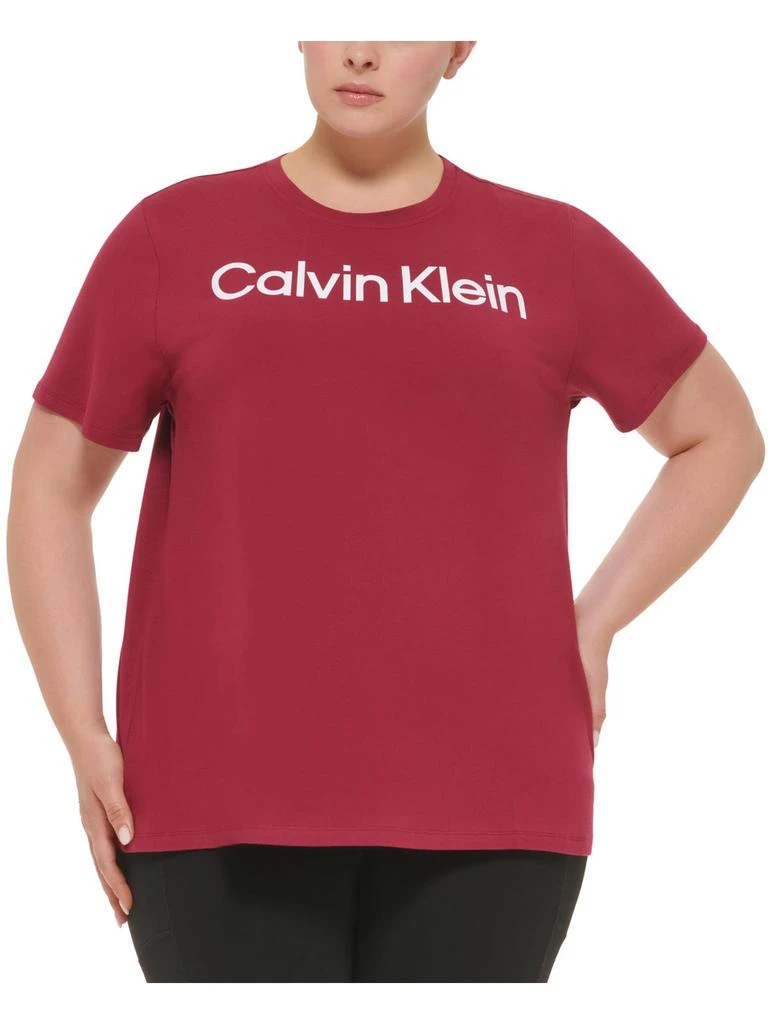 商品Calvin Klein|Plus Womens Logo Crewneck Pullover Top,价格¥194,第3张图片详细描述