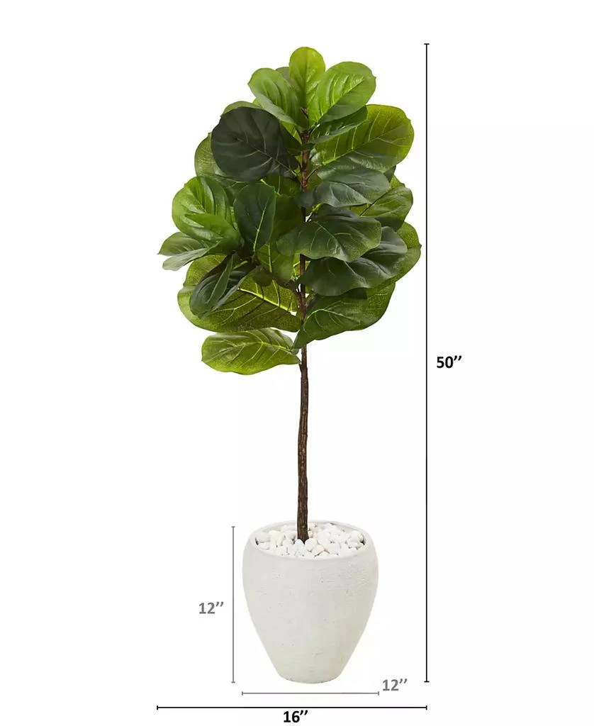 商品NEARLY NATURAL|50in. Fiddle Leaf Artificial Tree in White Planter Real Touch,价格¥1396,第2张图片详细描述