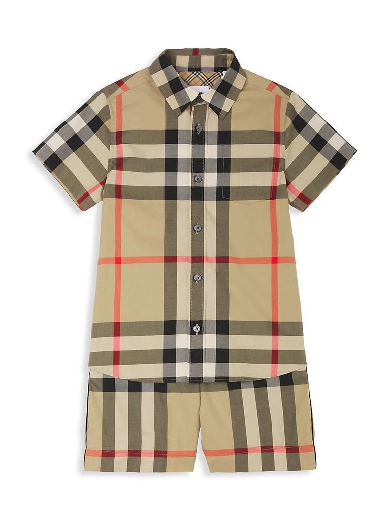 商品Burberry|Little Boy's & Boy's Owen Oversized Vintage-Check Short-Sleeve Shirt,价格¥1901,第4张图片详细描述