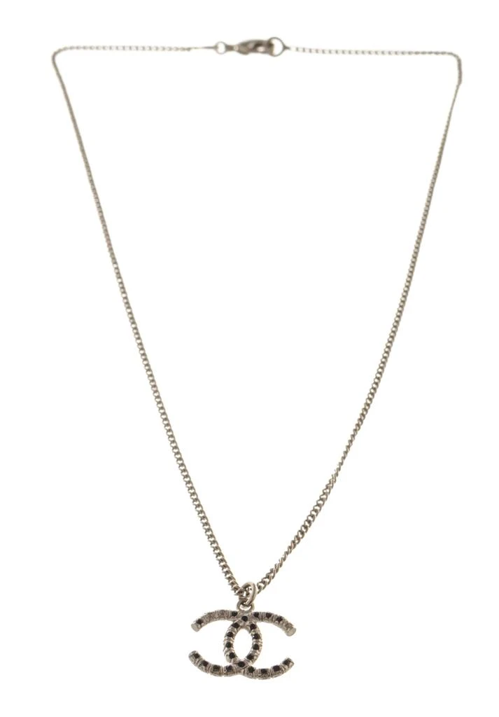 商品[二手商品] Chanel|Chanel Silver CC Logo Rhinestone Necklace,价格¥10302,第2张图片详细描述