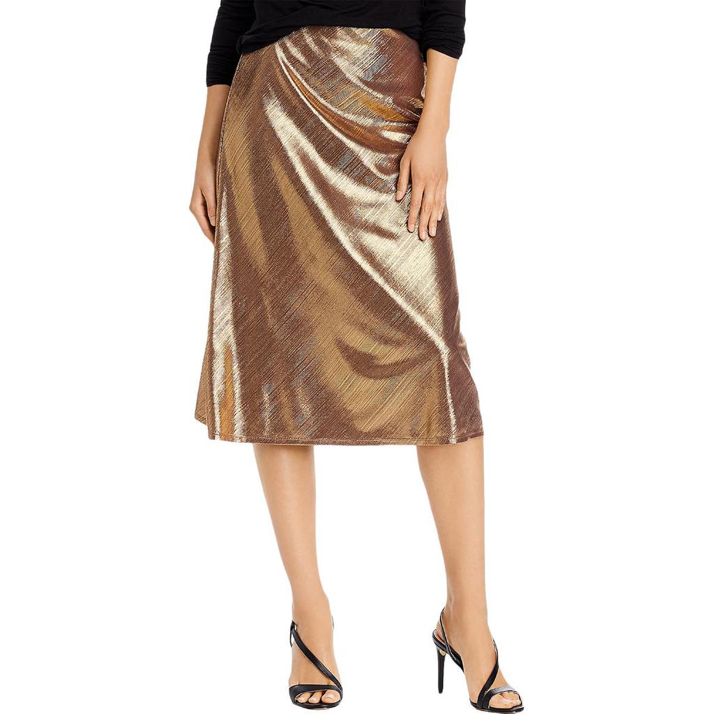 Aqua Womens Metallic Midi Pencil Skirt商品第2张图片规格展示