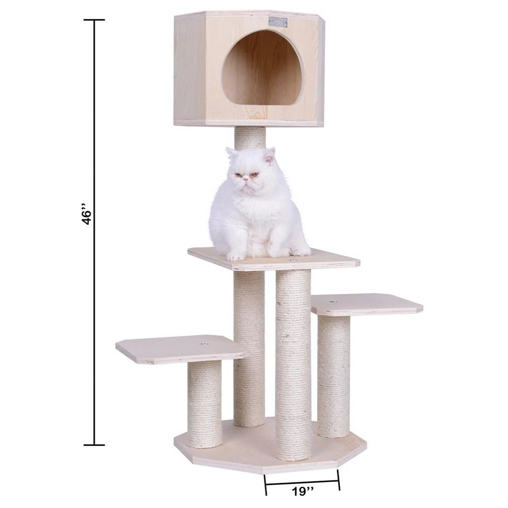 46" Real Wood Premium Scots Pine, Solid Wood Cat Tree 商品