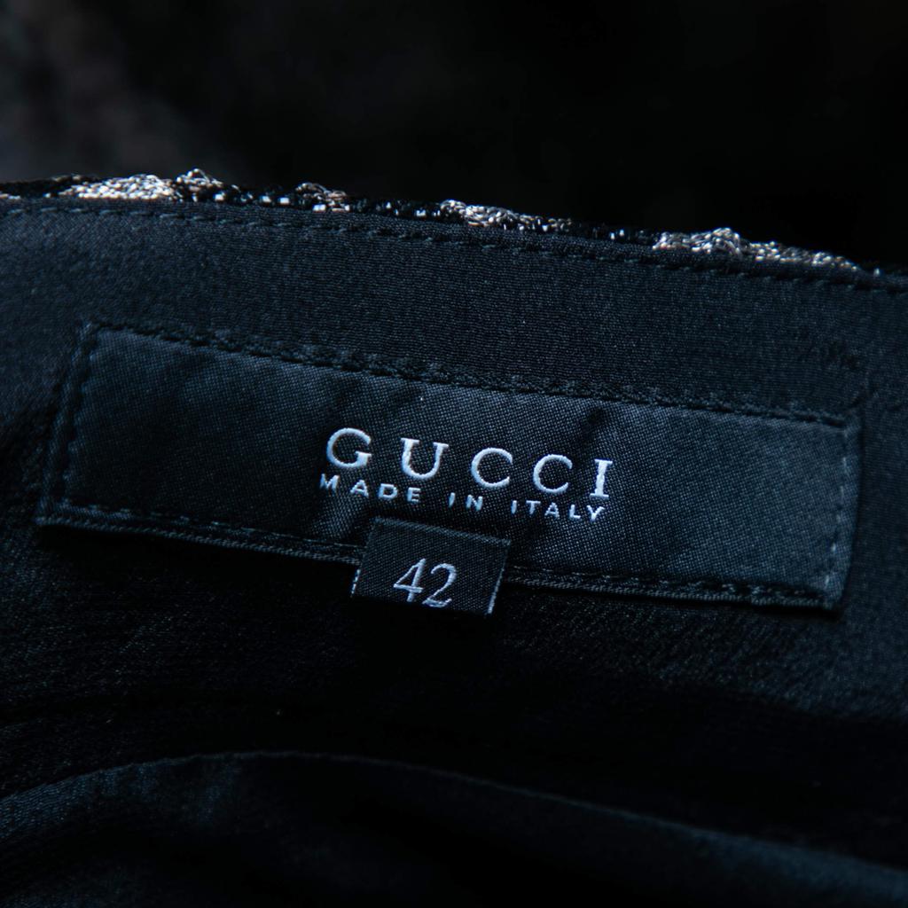 Gucci Multicolor Metallic Knit Textured Snakeskin Printed Mini Skirt M商品第5张图片规格展示