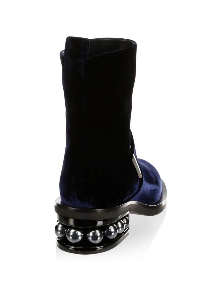 商品Nicholas Kirkwood|Casti Pearl-Heel Velvet Biker Boots,价格¥3881,第2张图片详细描述