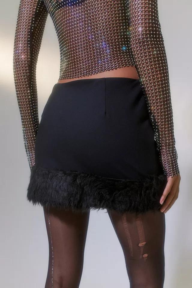 UO Milla Faux Fur Trim Mini Skirt商品第2张图片规格展示