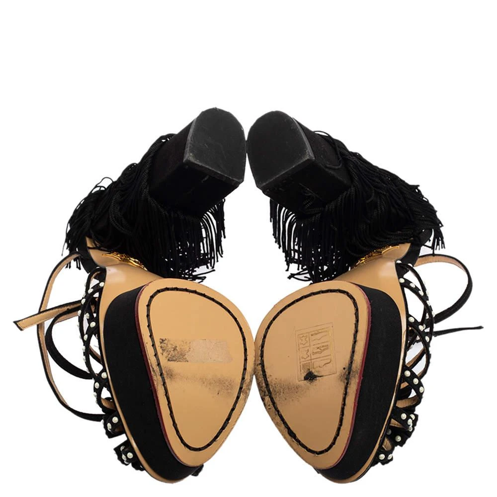 Charlotte Olympia Black Satin Miss Cha Cha Platform Sandals Size 37 商品