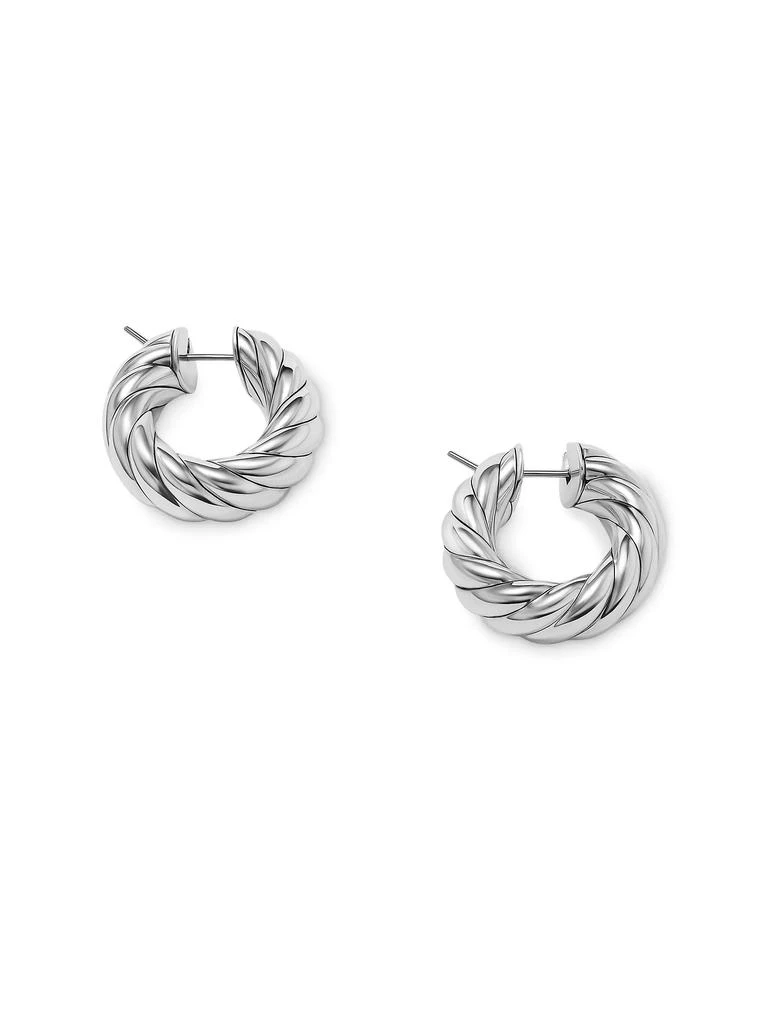 商品David Yurman|Sculpted Cable Hoop Earrings in Sterling Silver, 25MM,价格¥5807,第2张图片详细描述