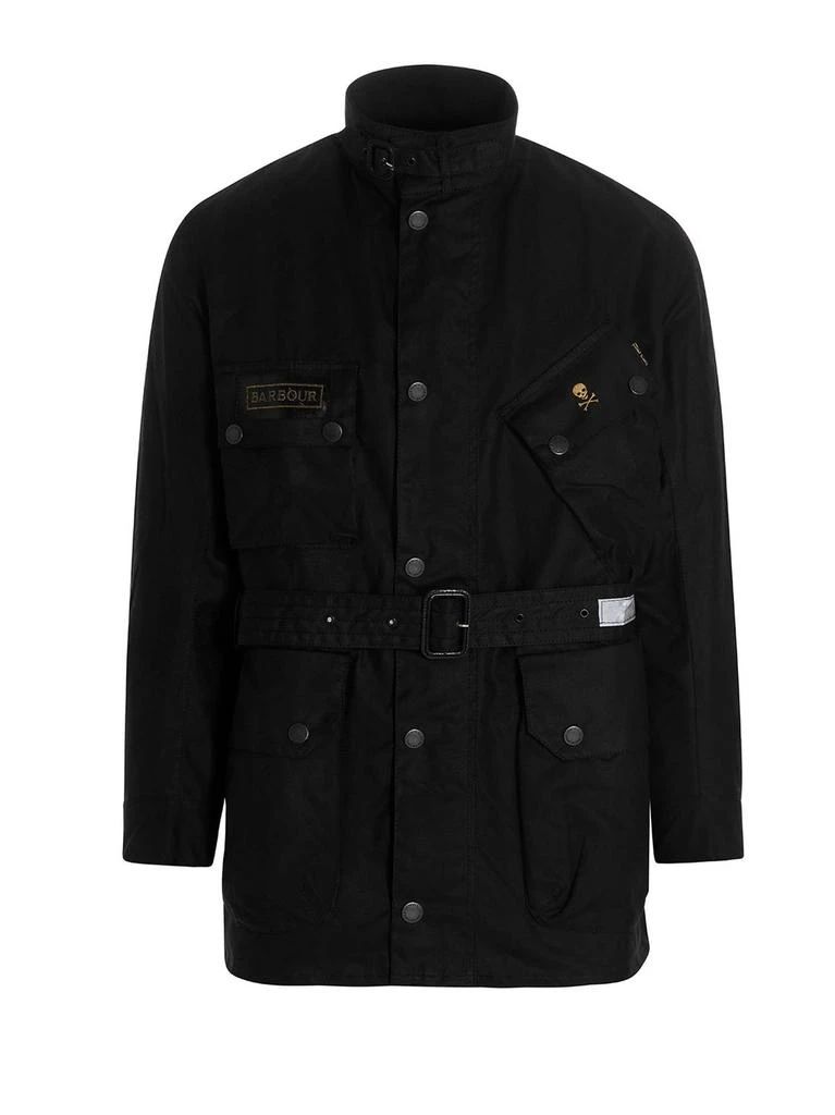 商品Barbour|Barbour Logo Embroidered Belted High-Neck Jacket,价格¥2232,第1张图片