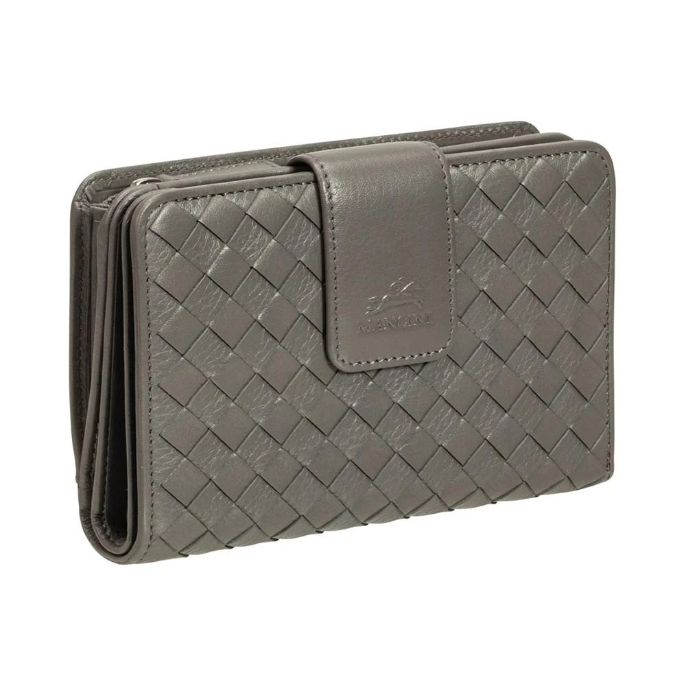 商品Mancini Leather Goods|Women's Basket Weave Collection RFID Secure Mini Clutch Wallet,价格¥771,第2张图片详细描述