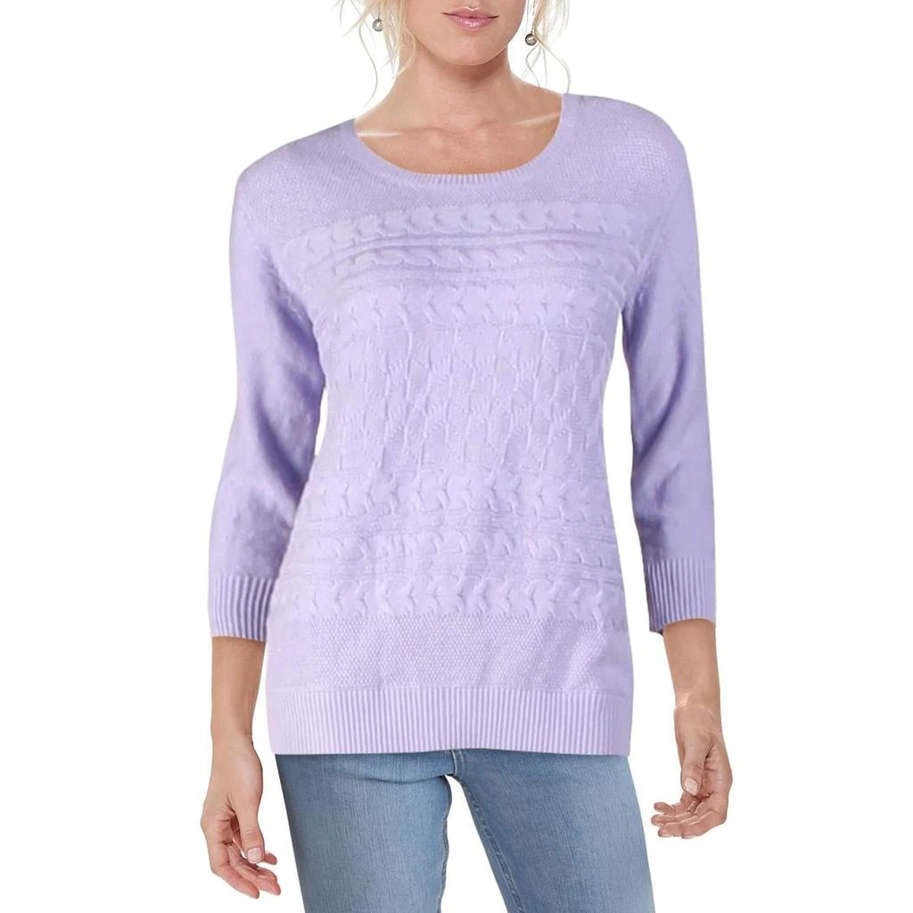 商品Karen Scott|Karen Scott Womens Cable Knit Embellished Knit Top,价格¥69,第2张图片详细描述