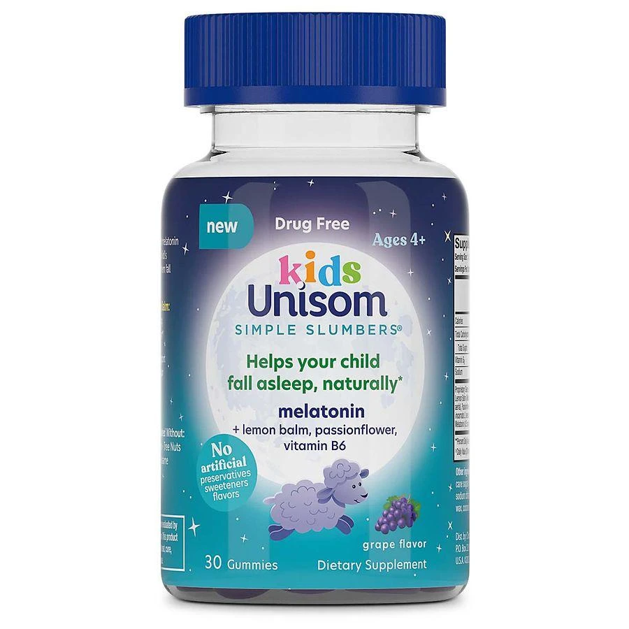 商品Unisom|Simple Slumbers Kids Drug-Free Melatonin Gummies Grape,价格¥75,第1张图片