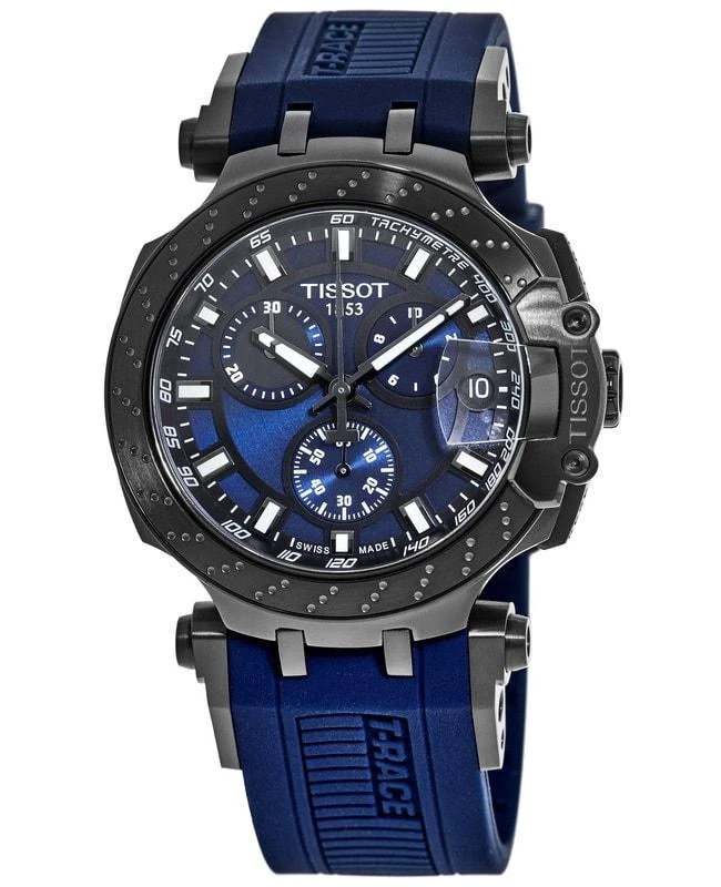 商品Tissot|Tissot T-Race Chronograph Blue Dial Blue Silicone Strap Men's Watch T115.417.37.041.00,价格¥3206,第1张图片