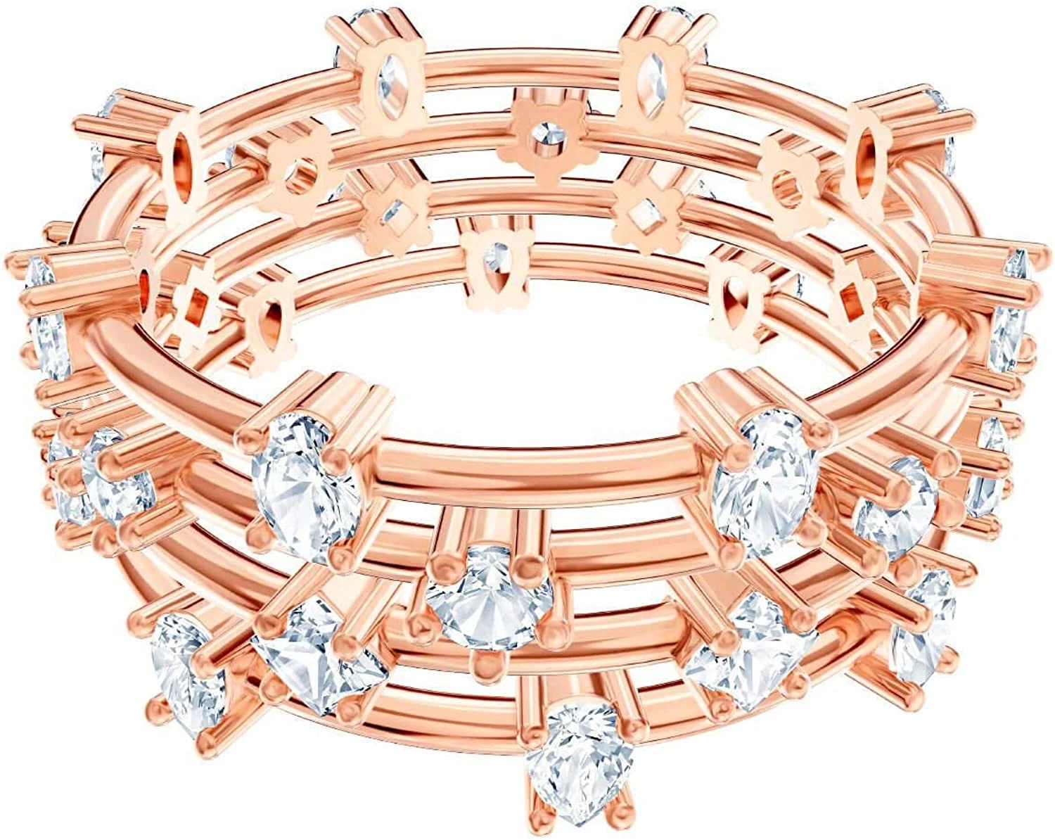 商品Swarovski|SWAROVSKI 女士玫瑰金色不锈钢水晶戒指 5486806,价格¥595,第1张图片