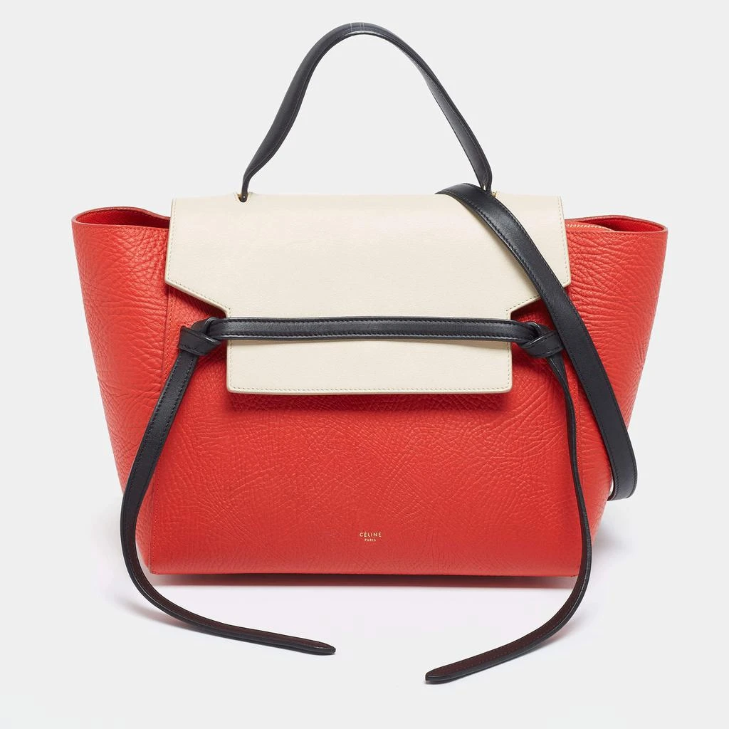 商品[二手商品] Celine|Celine Red/Cream Leather Mini Belt Top Handle Bag,价格¥7023,第1张图片