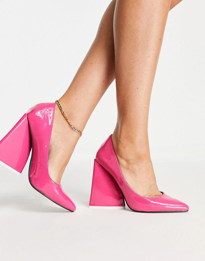 商品ego|Ego As I Am statement block heel shoes in hot pink patent,价格¥137,第3张图片详细描述