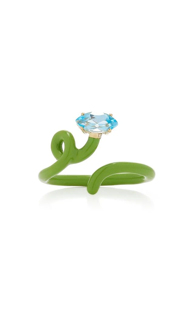 商品Bea Bongiasca|Bea Bongiasca - Baby Vine Enameled 9K Yellow Gold; Silver Topaz Ring - Green - US 6 - Moda Operandi - Gifts For Her,价格¥5850,第1张图片