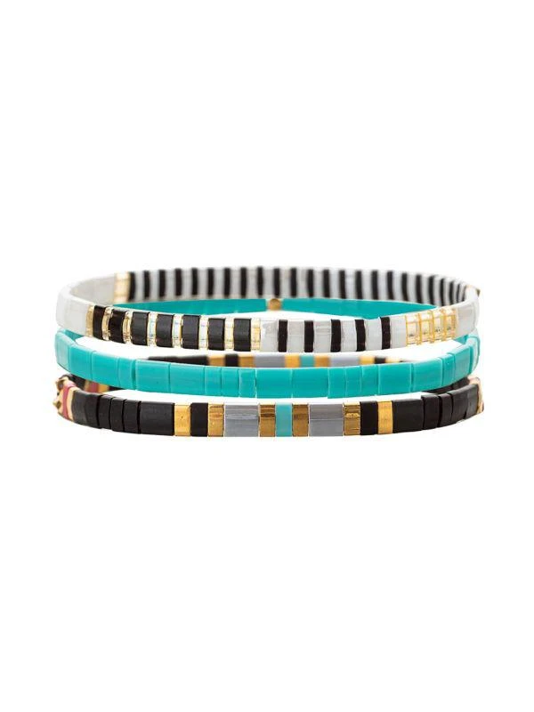 商品Eye Candy LA|Luxe 3-Piece Goldplated & Cubic Zirconia Stretch Bracelet Set,价格¥230,第1张图片
