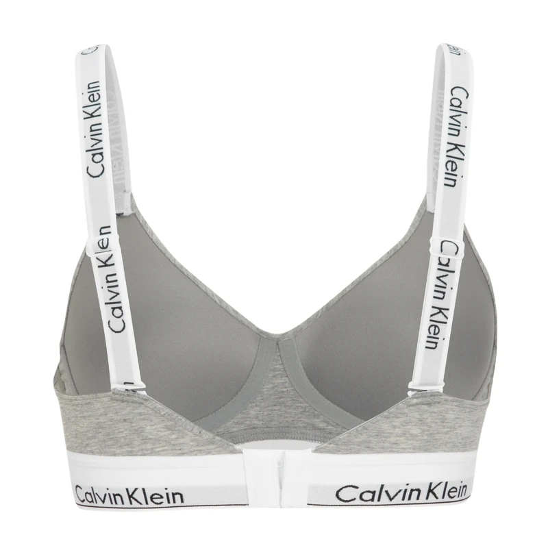 商品[国内直发] Calvin Klein|[预售3天]CALVIN KLEIN 摩登引力带 Logo肩带薄垫无钢圈软杯文胸 女款 椰青灰,价格¥299,第3张图片详细描述
