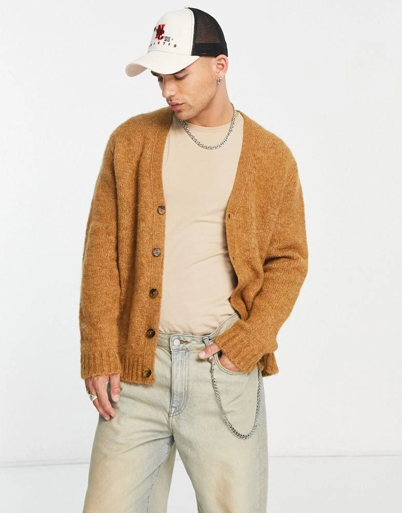 商品ASOS|ASOS DESIGN relaxed boxy cardigan in brown,价格¥205,第1张图片