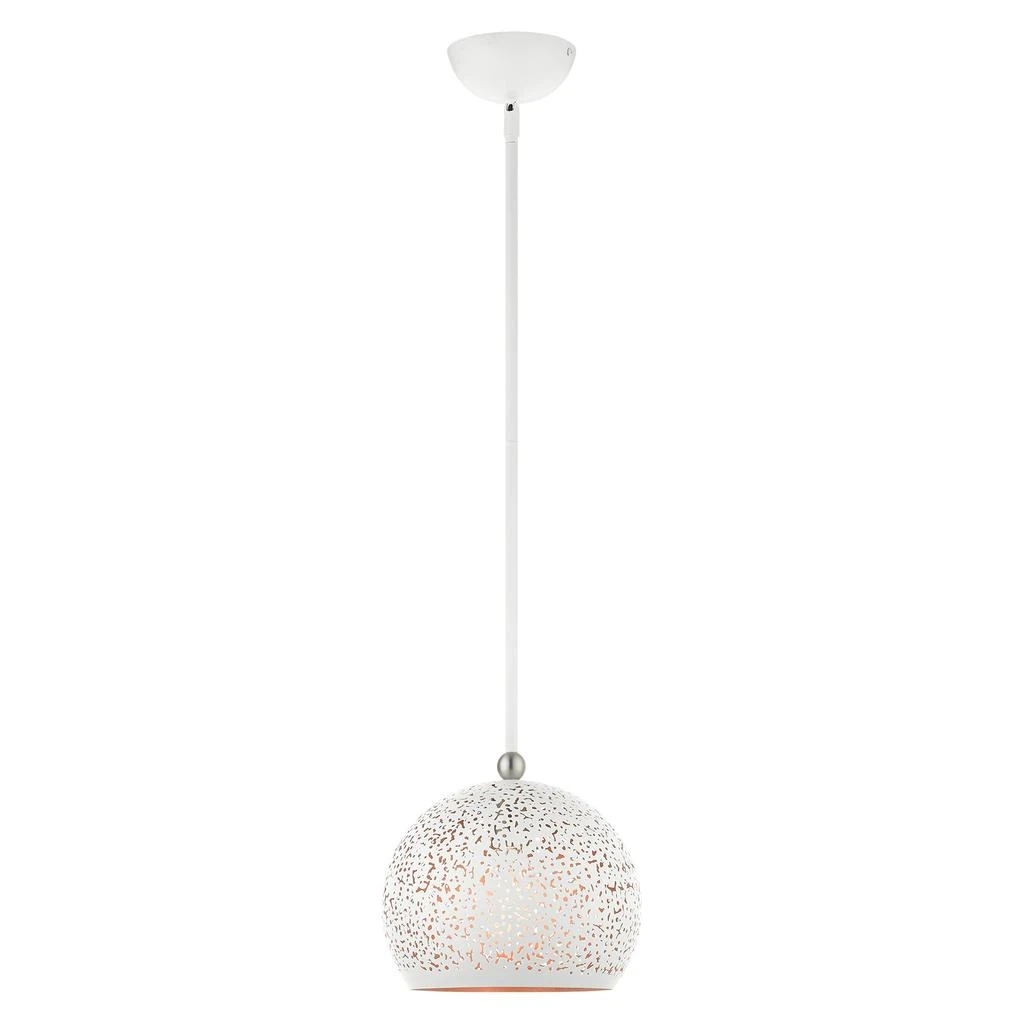 商品Livex Lighting|One Light White with Brushed Nickel Accents Pendant,价格¥1337,第1张图片