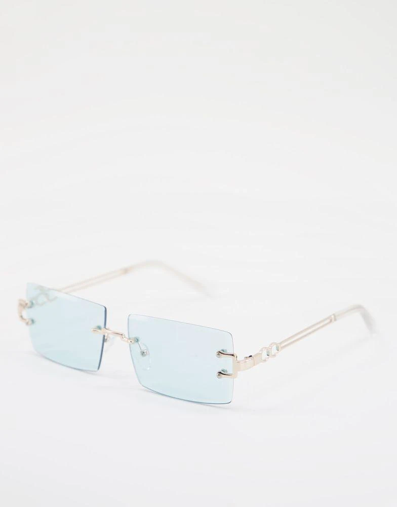 商品ASOS|ASOS DESIGN rimless mid square sunglasses with temple detail in green,价格¥78,第1张图片