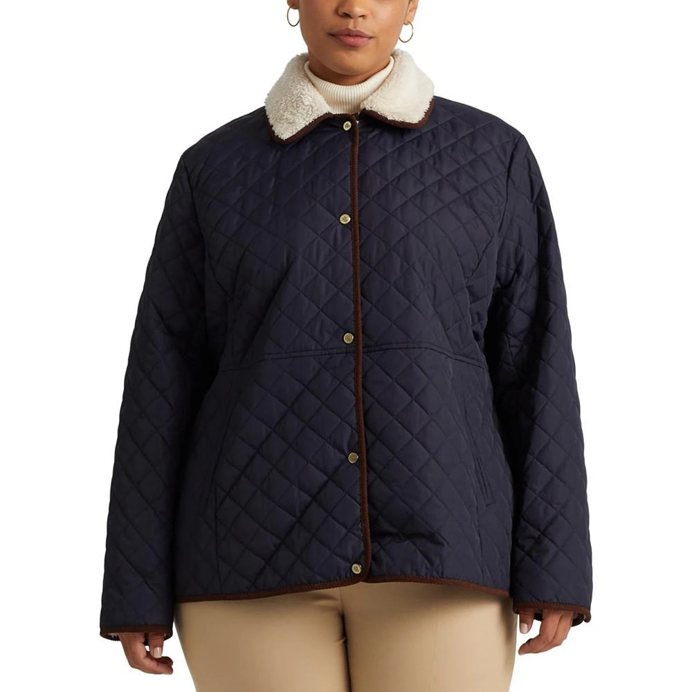 商品Ralph Lauren|Women's Plus Size Faux-Sherpa-Collar Quilted Coat, Created for Macy's,价格¥1374,第1张图片