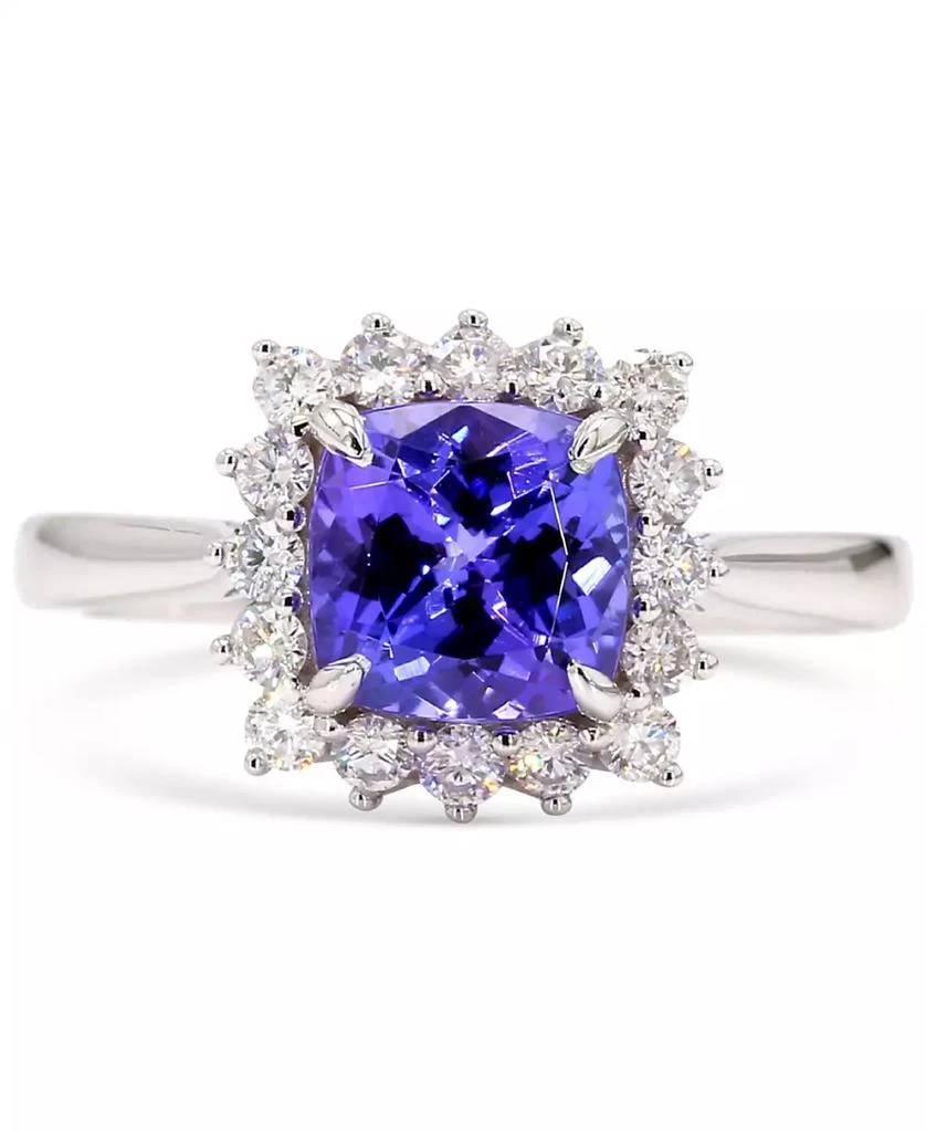 商品Macy's|Tanzanite (1-1/3 ct. t.w.) & Diamond (3/8 ct. t.w.) Halo Ring in 14k White Gold,价格¥12952,第1张图片