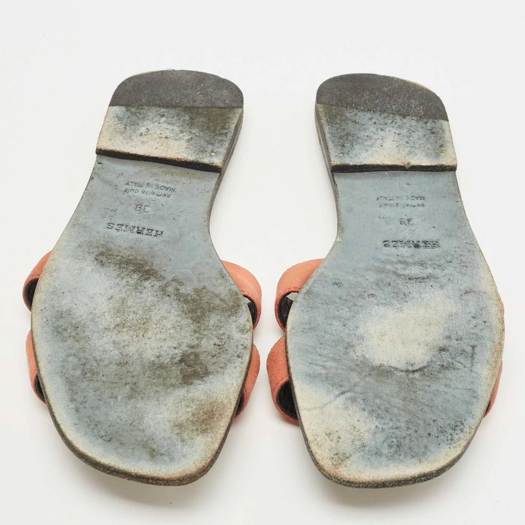 Hermes Pink Suede Oran Flat Slides Size 38 商品