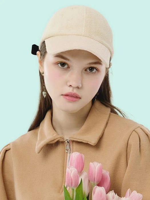 商品Clovergarden|Baby Terry Ribbon Ball Cap - Angel Beige,价格¥509,第3张图片详细描述