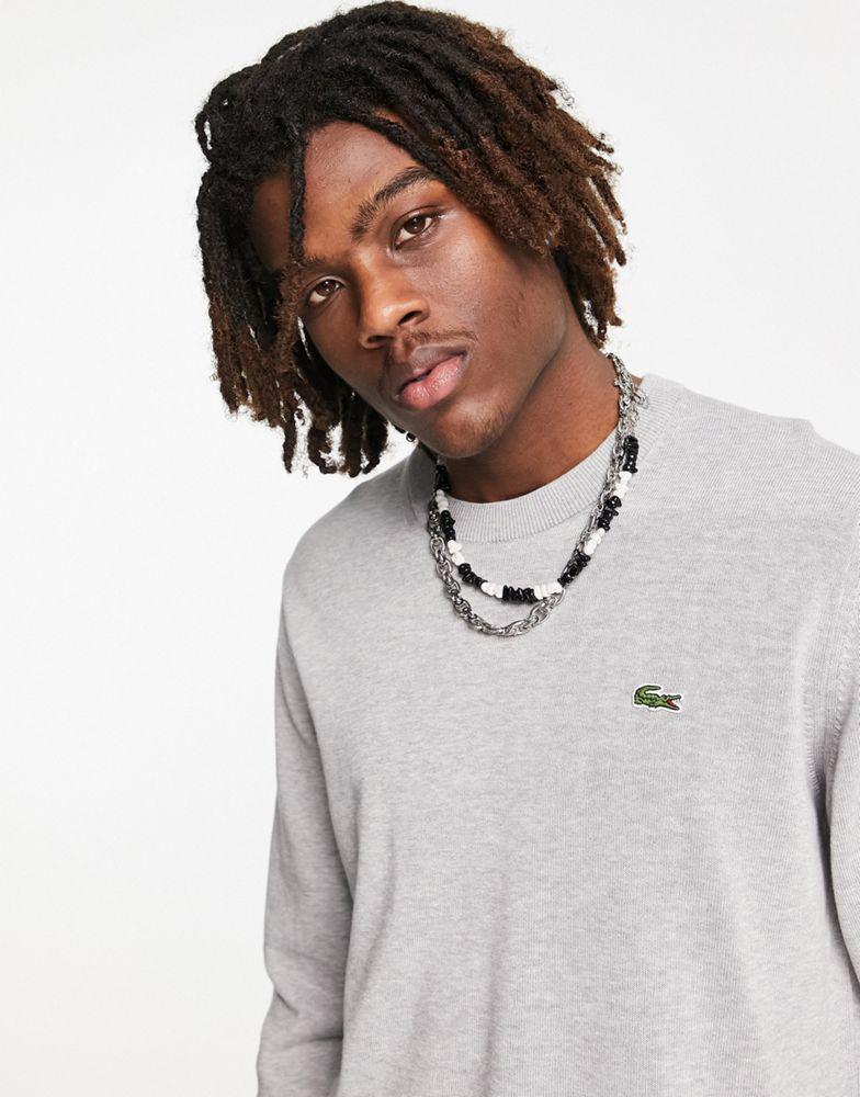 Lacoste crew neck jumper in grey商品第1张图片规格展示