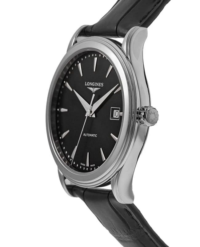 商品Longines|Longines Flagship Automatic Black Dial Leather Strap Men's Watch L4.984.4.59.2,价格¥11042,第3张图片详细描述