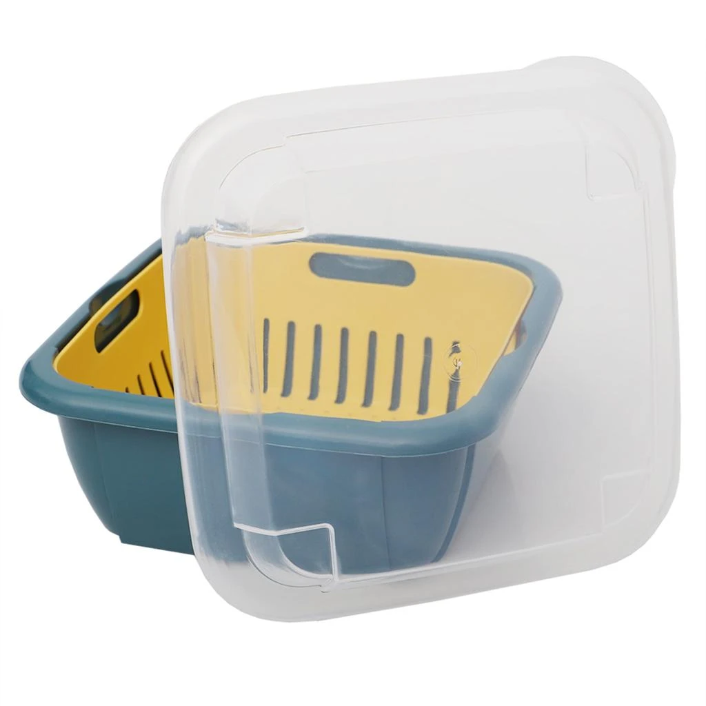 Home Basics Plastic Container with Strainer Basket and Clear Lid, Multi-Color 商品