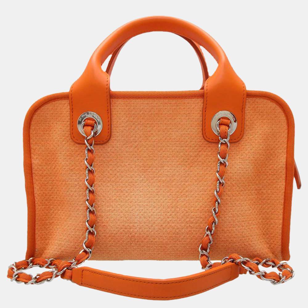 商品[二手商品] Chanel|Chanel Orange Canvas Deauville Bowling Bag,价格¥17820,第5张图片详细描述