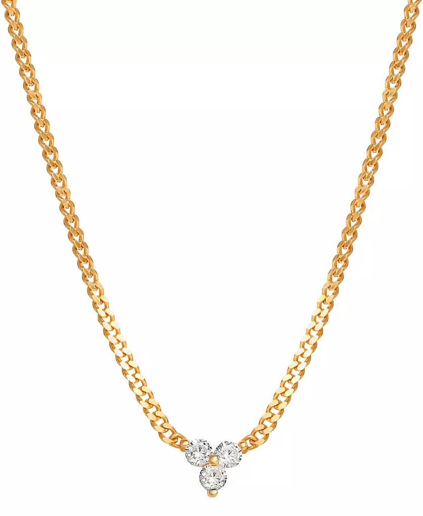 商品Giani Bernini|Cubic Zirconia Trio Collar Necklace in Gold-Plated Sterling Silver, 16" + 2" extender, Created for Macy's,价格¥954,第3张图片详细描述