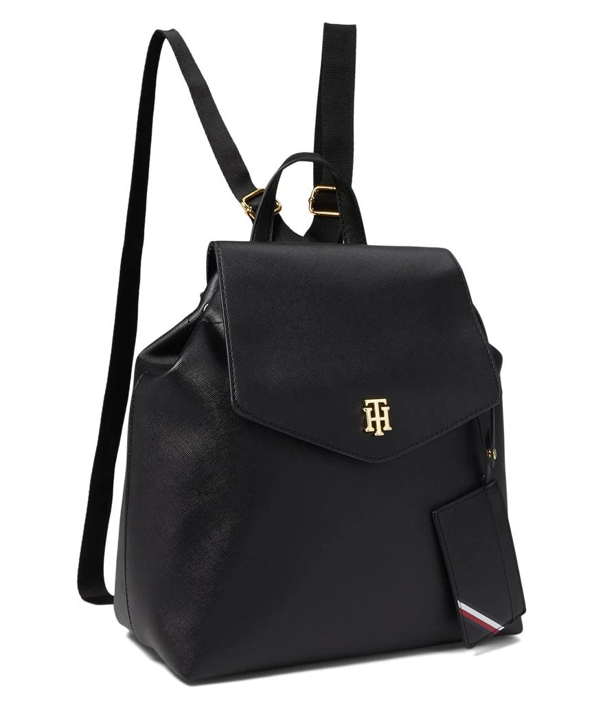 商品Tommy Hilfiger|Gia II Gifting Hang Tag Medium Envelope Flap Backpack w/ Hangoff-High Shine Saffiano PVC,价格¥412,第1张图片