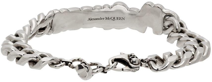 商品Alexander McQueen|Silver Graffiti Logo Bracelet,价格¥3861,第6张图片详细描述