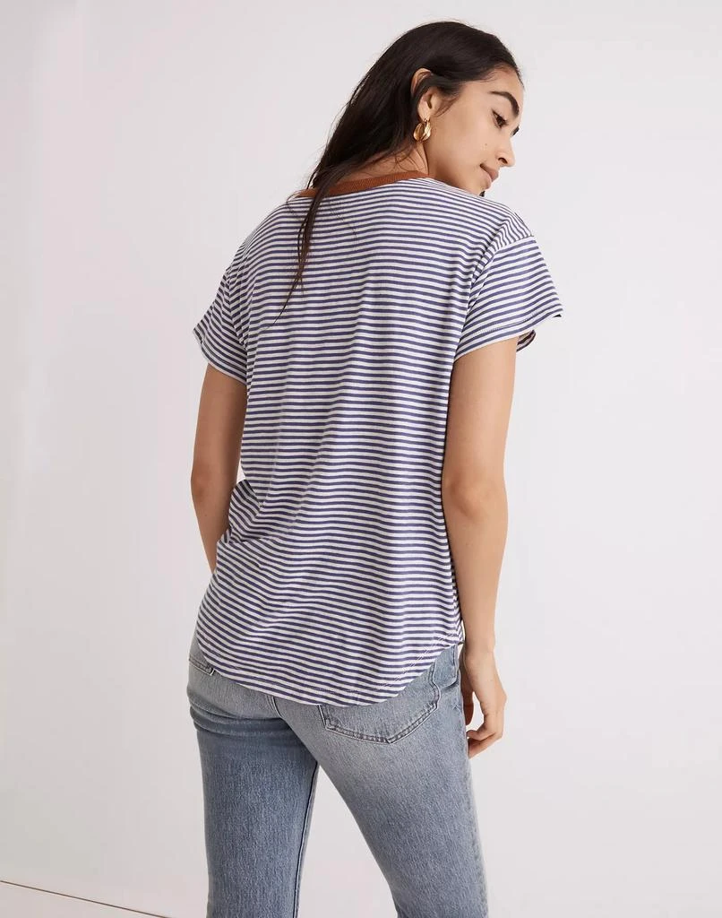商品Madewell|Whisper Cotton Rib-Crewneck Ringer Tee in Birtie Stripe,价格¥118,第3张图片详细描述