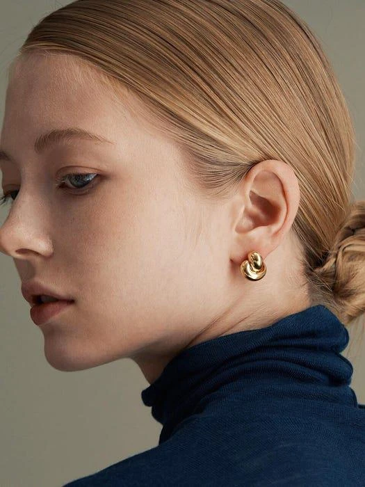 商品hyeres-lor|Etrive Silver Chunky Earrings Yellow,价格¥1584,第4张图片详细描述