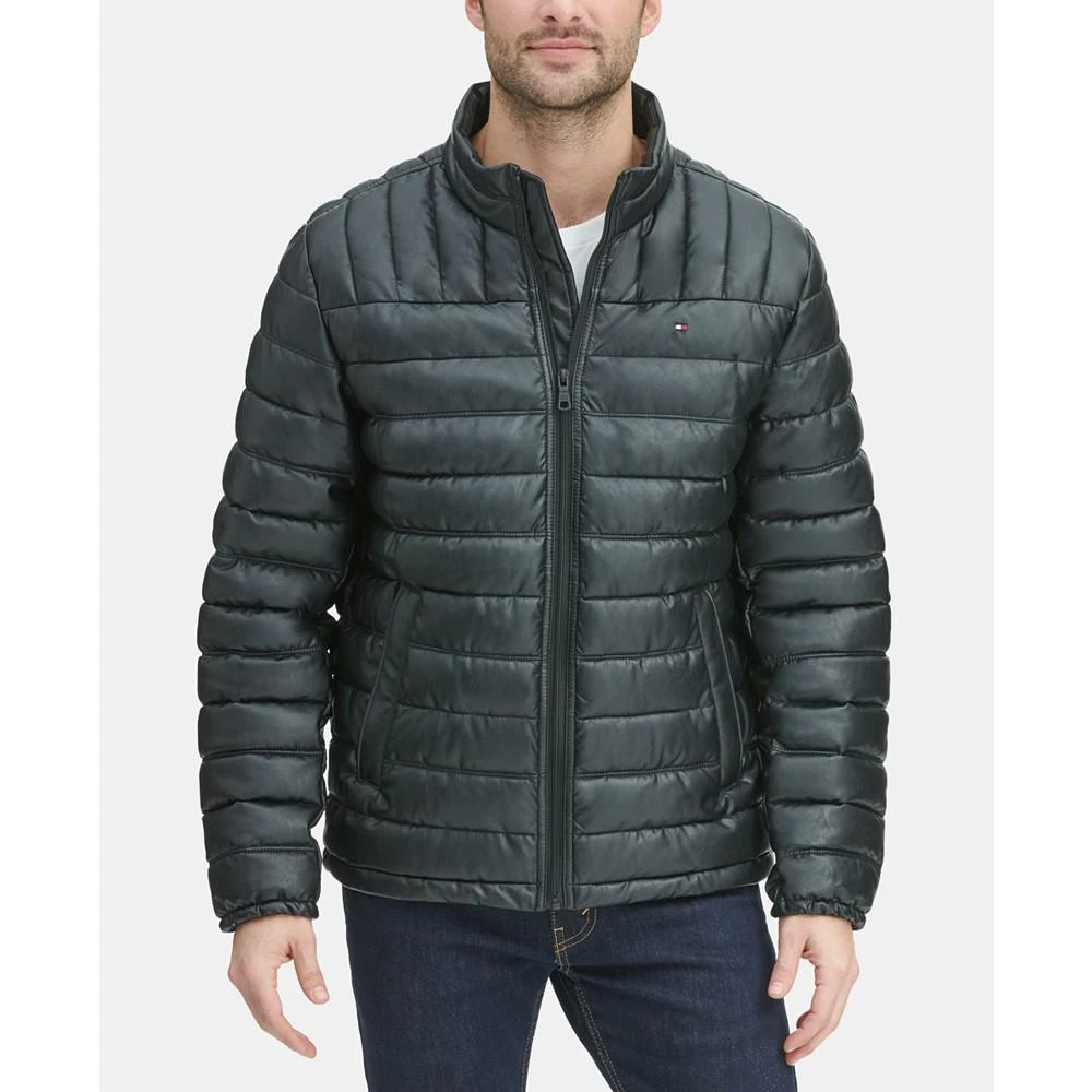 商品Tommy Hilfiger|Men's Quilted Faux Leather Puffer Jacket,价格¥991,第1张图片