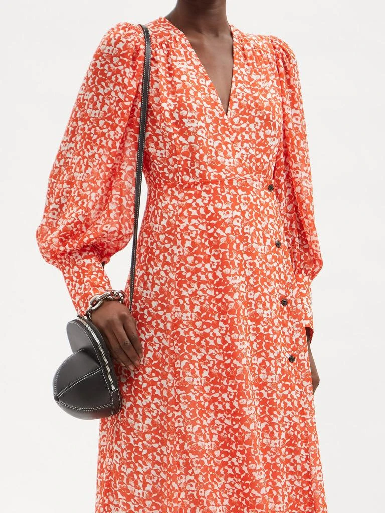 Balloon-sleeve floral-print crepe midi dress 商品