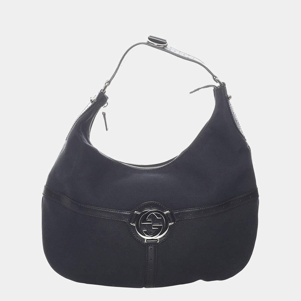 Gucci Black Reins Canvas Hobo Bag商品第1张图片规格展示