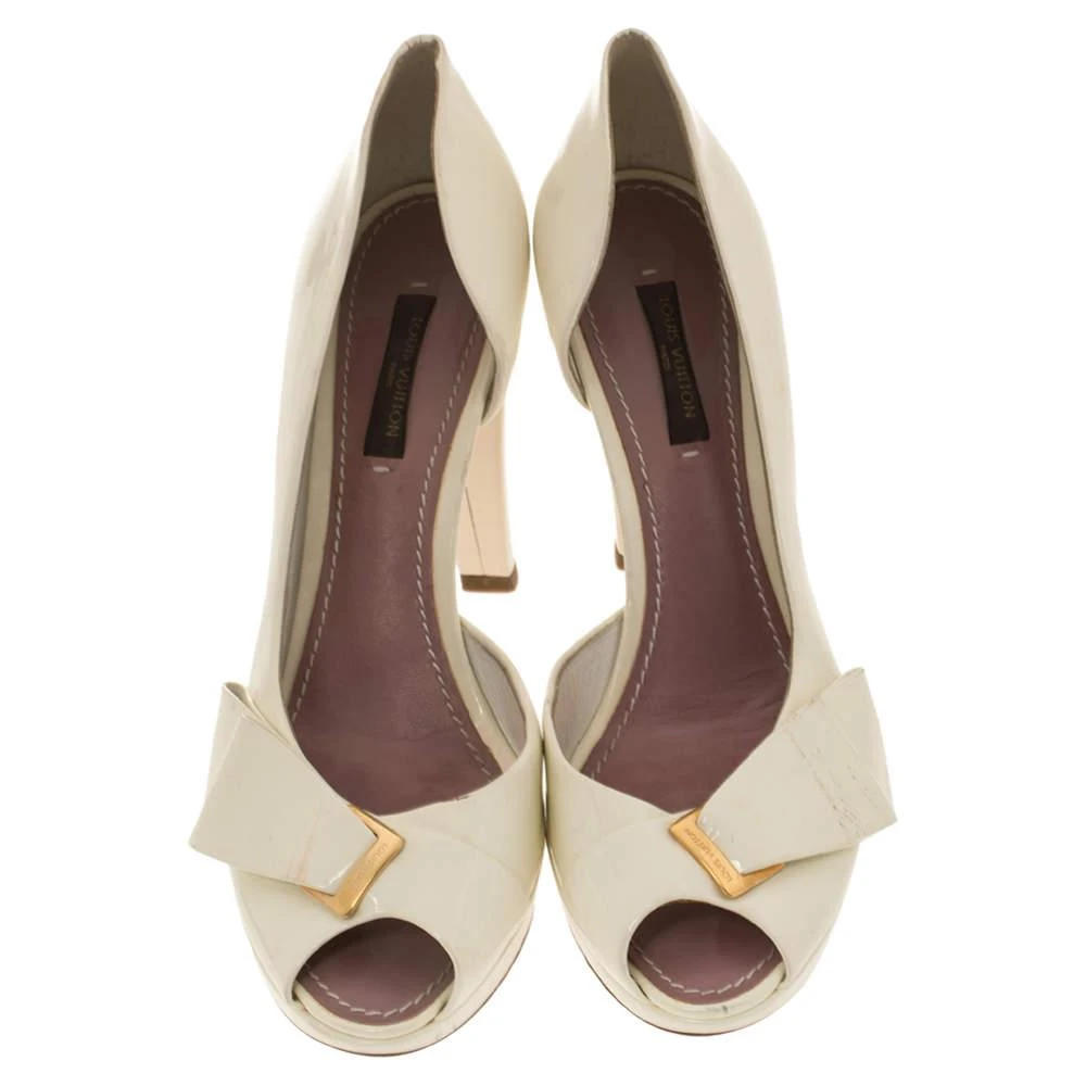 商品[二手商品] Louis Vuitton|Louis Vuitton Off-White Patent Leather Apple Peep Toe Pumps Size 36.5,价格¥1267,第3张图片详细描述