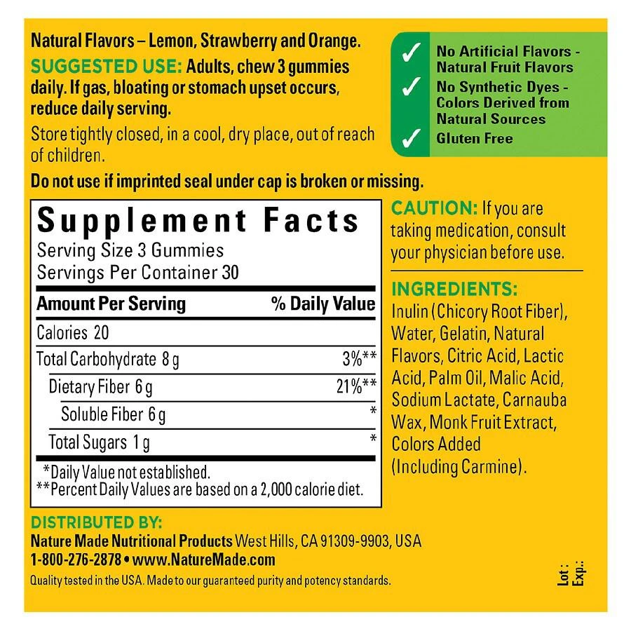 商品Nature Made|Fiber 6g Gummies Assorted Fruit Flavors,价格¥164,第3张图片详细描述