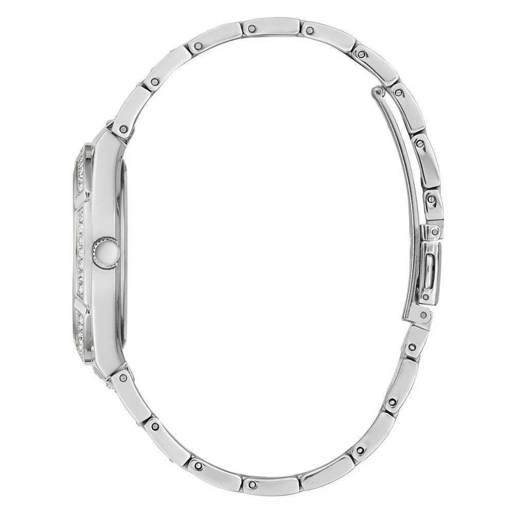 商品GUESS|Women's Silver-Tone Stainless Steel Glitz Bracelet Watch 36mm,价格¥758,第2张图片详细描述