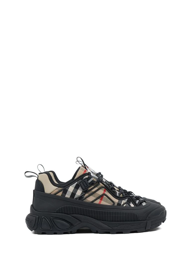 商品Burberry|Cotton & Leather Lace-up Sneakers,价格¥3944,第1张图片