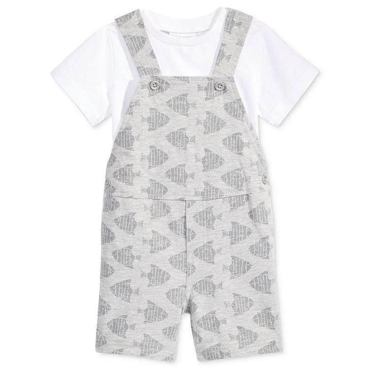 商品First Impressions|2-Pc. T-Shirt & Fish-Print Overall Set, Baby Boys (0-24 months), Created for Macy's,价格¥42,第2张图片详细描述