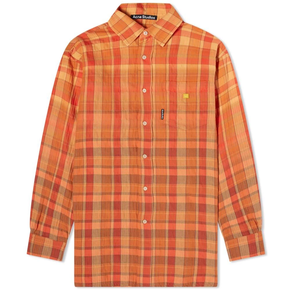 商品Acne Studios|Acne Studios Sala Oversize Flannel Check Face Shirt,价格¥1567,第1张图片