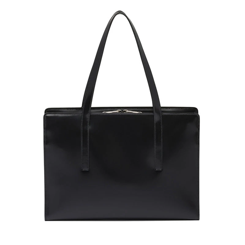 商品Prada|【预售3-7天】普拉达  女士中号黑色亮面皮革复刻1995矩形隔层拉链手提包1BA350_ZO6_F0002_V_OOO,价格¥23222,第5张图片详细描述